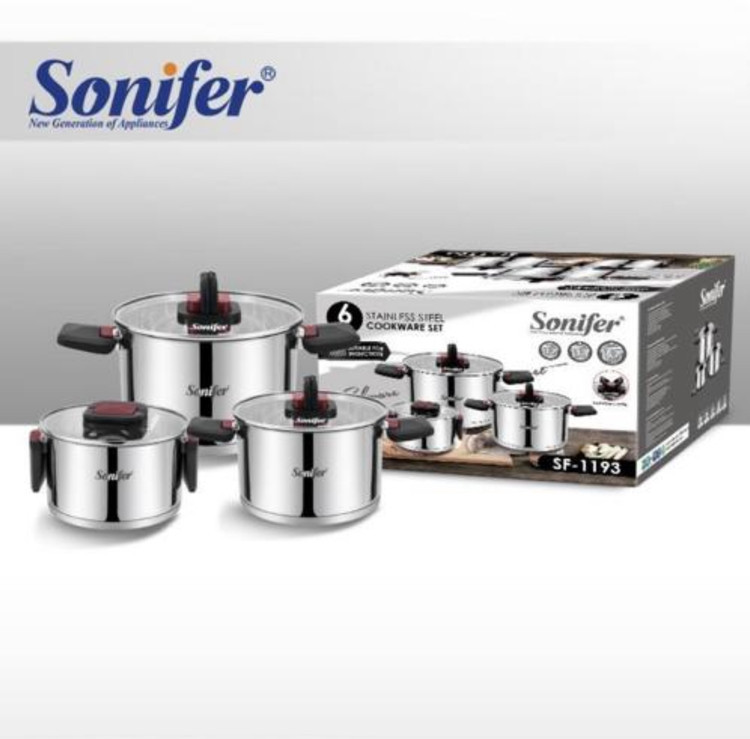 سرویس قابلمه ۶ پارچ استیل وارداتی سونیفر مدل SF-1193