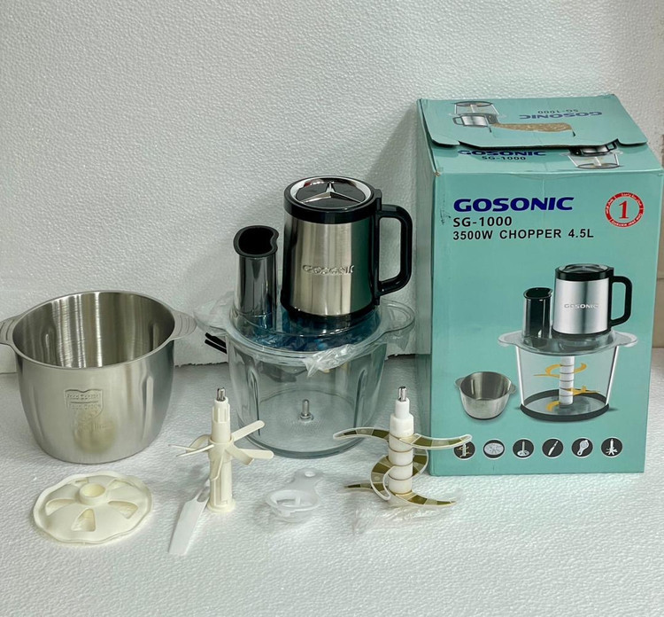 خردکن و سالاد ساز 5 کاره گوسونیک- ظرفیت 4/5 لیتری دو مخزنه قدرت 3500W وات مدل SG-1200