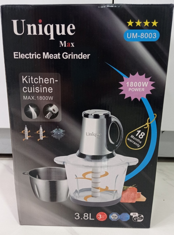 خردکن دوقلو یونیک 3.8 لیتری - 6+6 تیغه تیتانیوم طلایی همراه با سیر پوست کن و کاردک- سه سرعته - مدل um8003