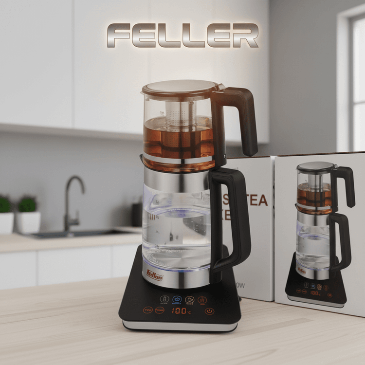 چای ساز دو طبقه 2200 وات 3.7 لیتری دیجیتال فلر آلمان مدل Feller Germany PRO TS-333 روهمی