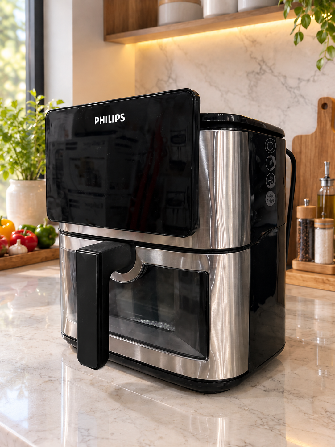 سرخ کن دوالمنت فیلیپس- ظرفیت 15 لیتری جلو پنجره ای مانیتور دار- قدرت 3500W وات- مدل PH-9276